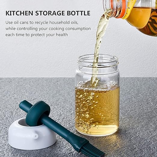 250 ml 2-in-1 Glass Oil Dispenser Bottle with Integrated Silicone Brush