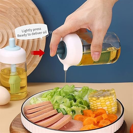 250 ml 2-in-1 Glass Oil Dispenser Bottle with Integrated Silicone Brush