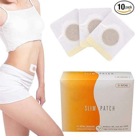 A pack of natural slimming body patches showing the individual pieces and branding