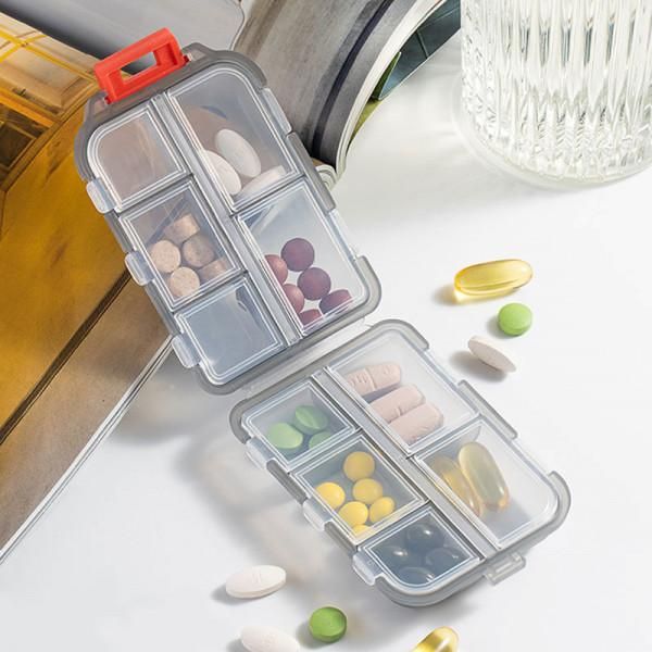 Double layer plastic pill organizer for daily medication storage