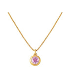 Tourmaline Pink Birthstone Pendant with Gold Plated Chain