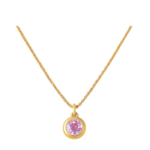 Tourmaline Pink Birthstone Pendant with Gold Plated Chain
