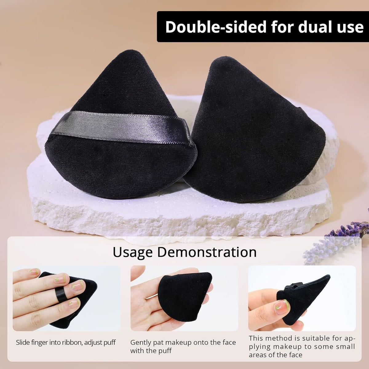 Triangle Powder Puffs for Face & Loose Makeup, cotton