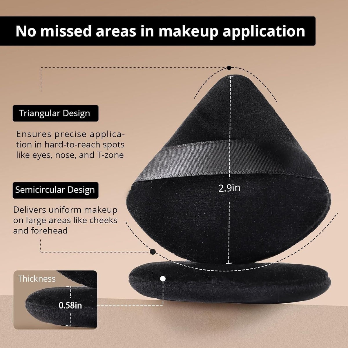 Triangle Powder Puffs for Face & Loose Makeup, cotton