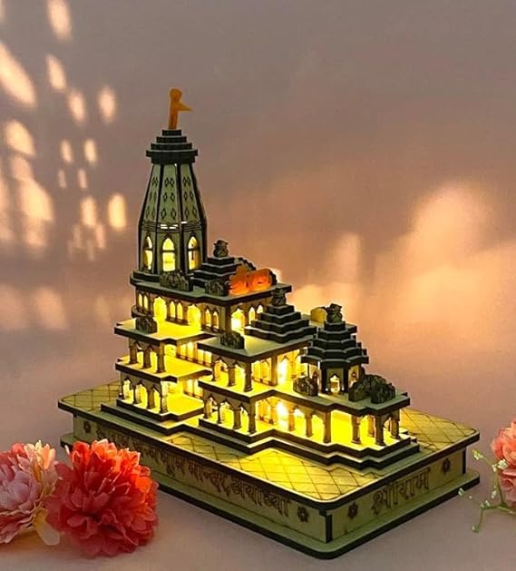 Shri Ram Mandir Ayodhya 3D Wooden Temple Replica Decor