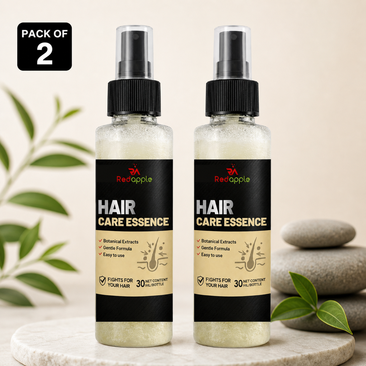 Two bottles of 100ml hair care essence in a combo pack