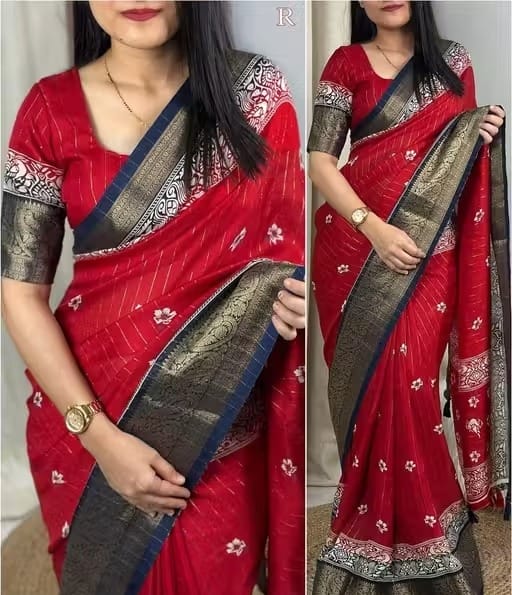 Stylish Dola Silk Zari Saree with Unstitched Blouse Piece