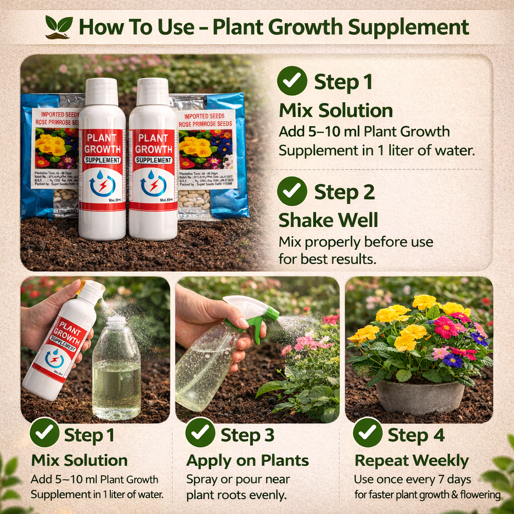 Rose Flower Seeds and Plant Growth Supplement Combo (Pack of 2)