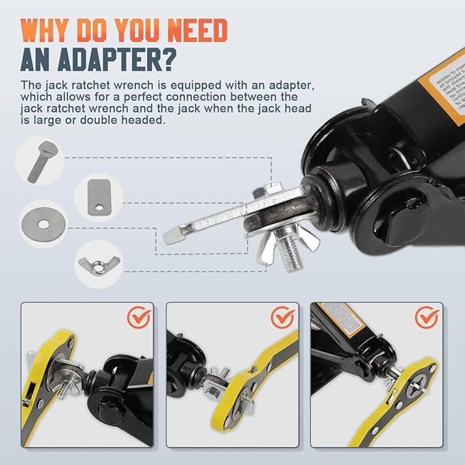 Scissor Jack Wrench Head Reinforced Steel Adapter