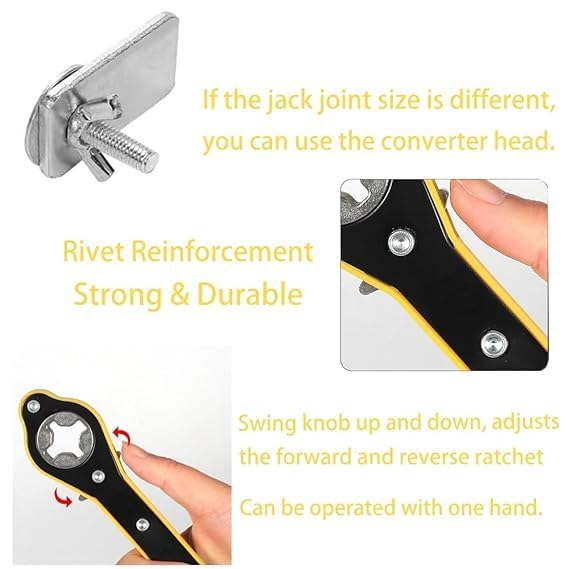 Scissor Jack Wrench Head Reinforced Steel Adapter