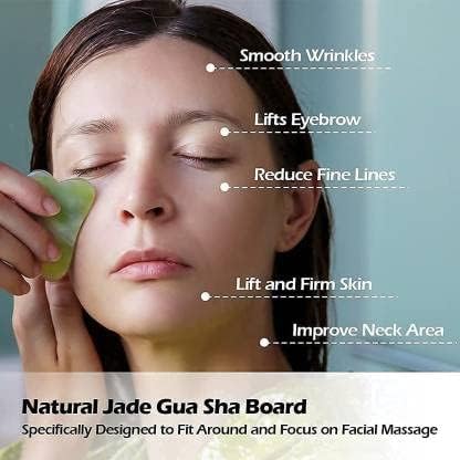 Natural Himalayan Jade Roller and Gua Sha Facial Massage Set