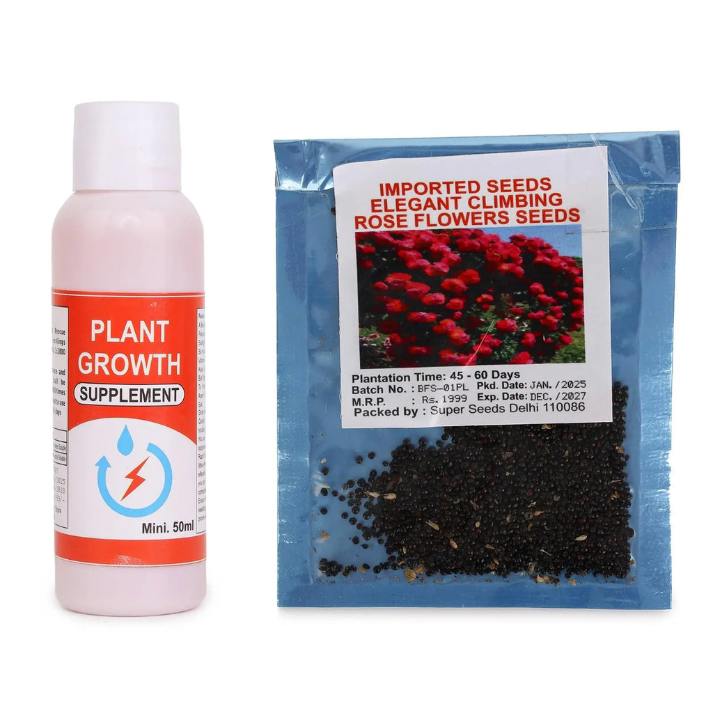 Rose Flower Seeds and Plant Growth Supplement Combo