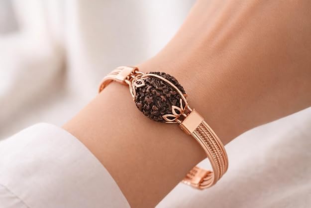5 Mukhi Rudraksha Bracelet Handmade Kada with Copper Setting