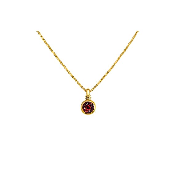 Ruby Red Birthstone Pendant with Gold Plated Chain