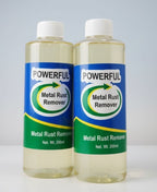 Two bottles of Powerful Metal Rust Remover