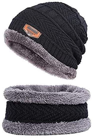 Unisex Woolen Cap and Neck Warmer Scarf Set