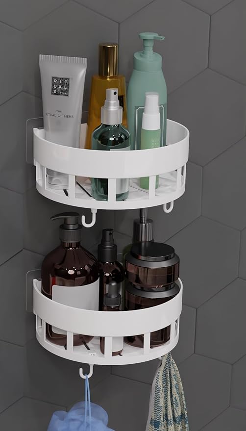 Bathroom Organizer Storage Rack Without Drilling Bathroom, plastic, pack of 2