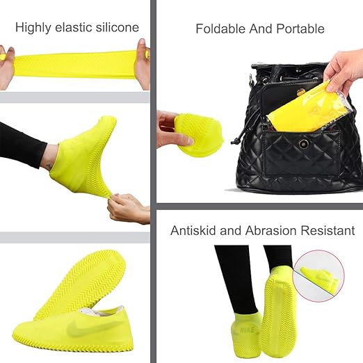 2 Pairs Reusable Silicone Shoe Covers, Anti-Slip Water Resistant Overshoes
