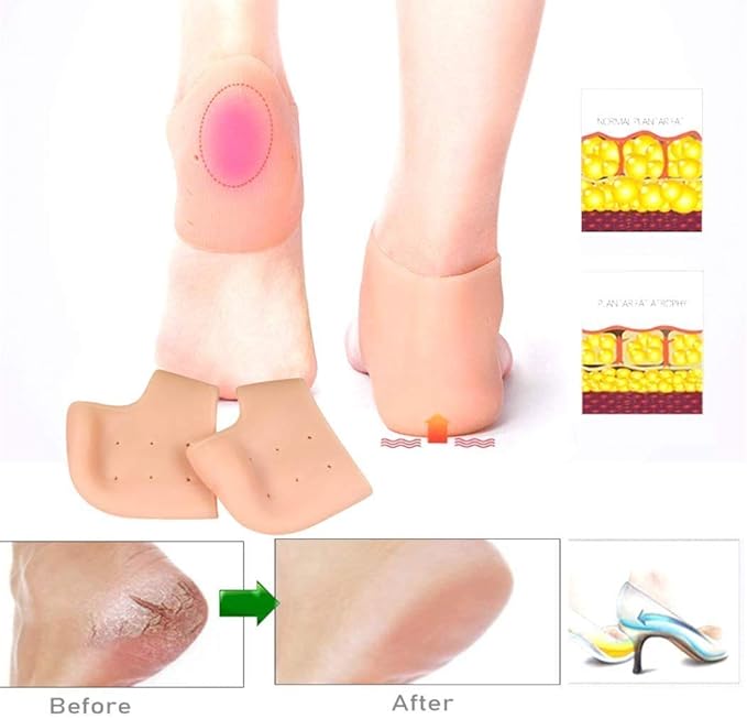 Heel Pain Relief Silicone Gel Heel Protector Socks - 1 Pair