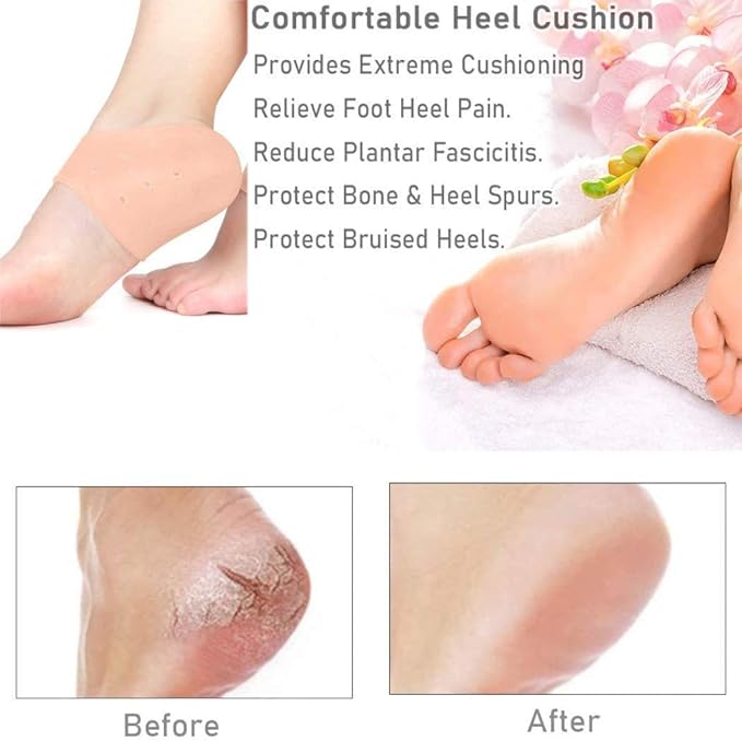 Heel Pain Relief Silicone Gel Heel Protector Socks - 1 Pair