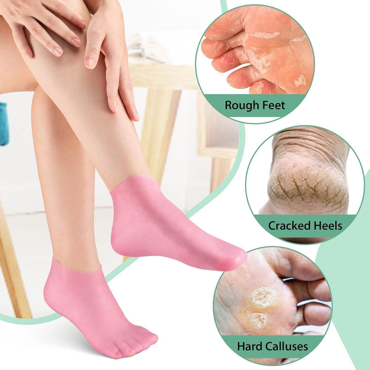 Silicone Moisturizing Socks for Dry Feet (1 Pair, Random Colour)