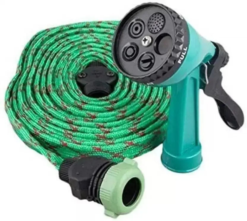 A metallic 4-in-1 water spray gun attachment for garden hose pipes