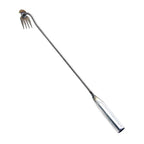 A steel handheld garden weeder tool for digging and root removal