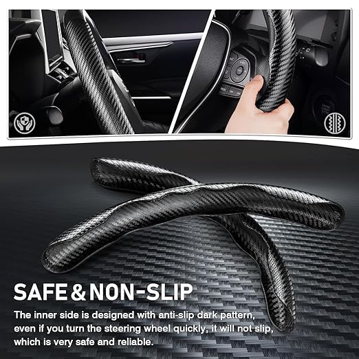 Universal Car Steering Wheel Cover - Carbon Fibre Texture