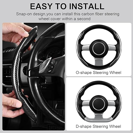 Universal Car Steering Wheel Cover - Carbon Fibre Texture