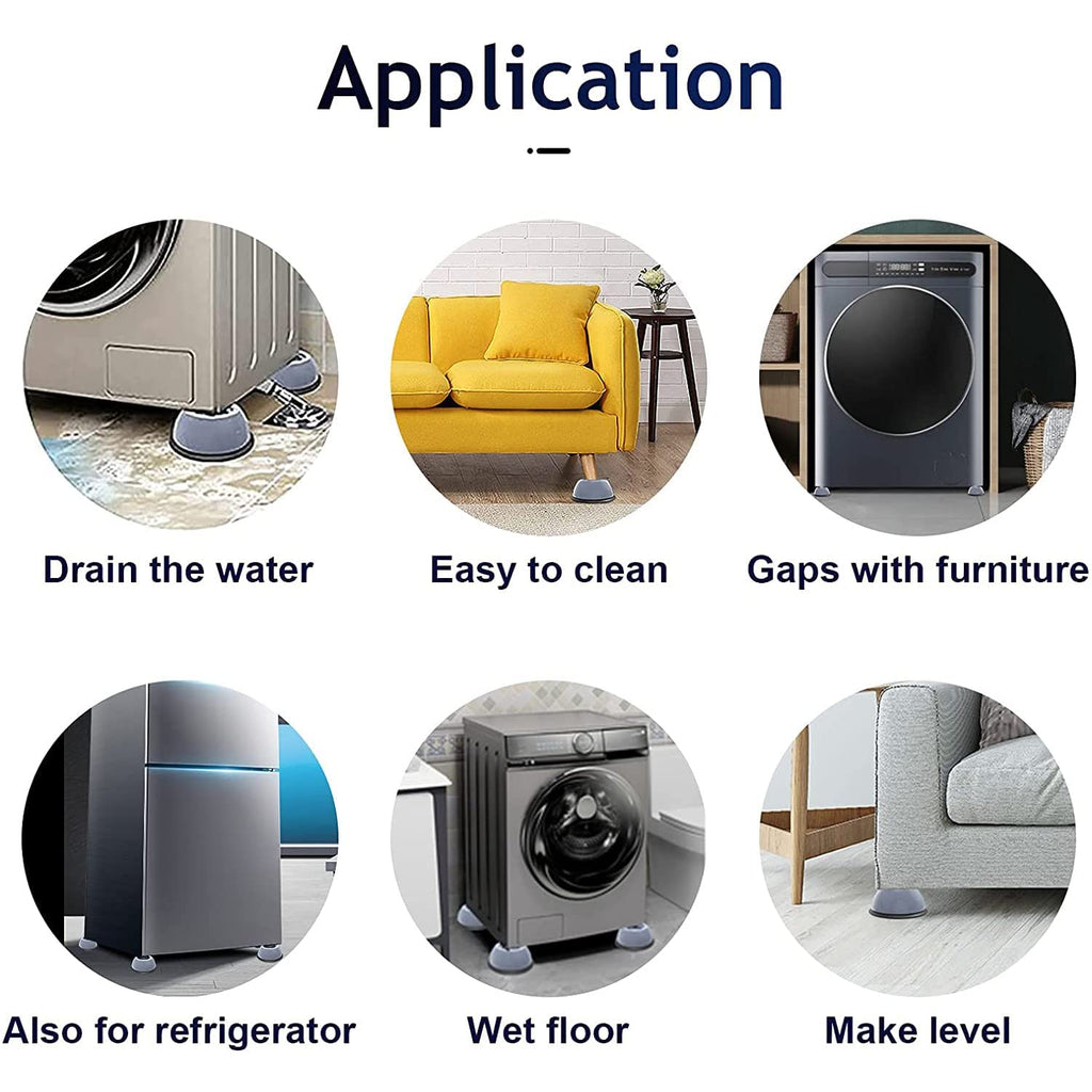 Anti-Vibration Pads for Washing Machine, 4-Piece Shock Absorber Feet Set