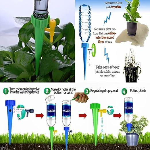 Self Watering Spikes for Plants with Adjustable Flow Control, Pack of 2