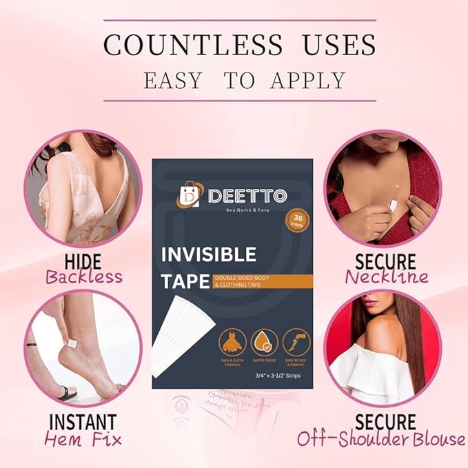 Double Sided Tape for Clothes (36 Strip Pack)