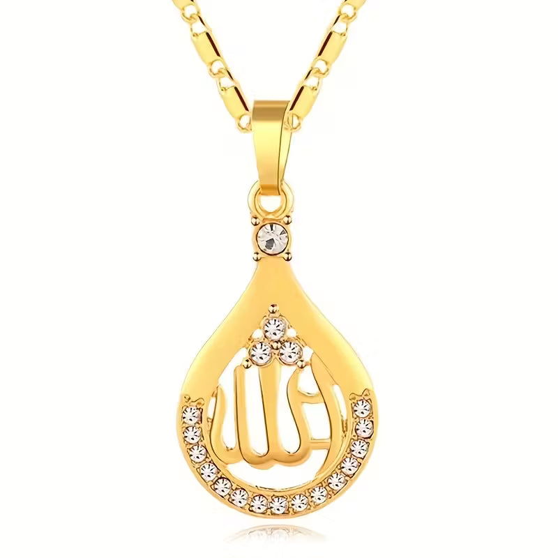 Allah Diamond Pendant Necklace with Copper Metal Chain