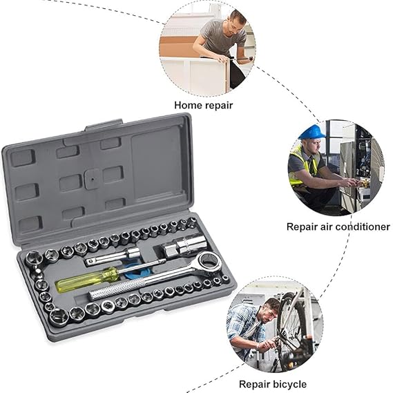 40 Piece Combination Socket Toolkit with Alloy Steel Construction
