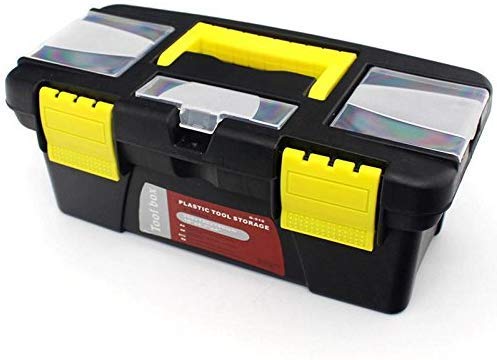 Compact plastic tool box with integrated organizer compartments for home maintenance