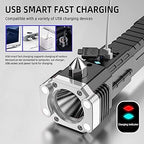 Rechargeable Car Rescue Flashlight with Window Hammer and Seat Belt Cutter