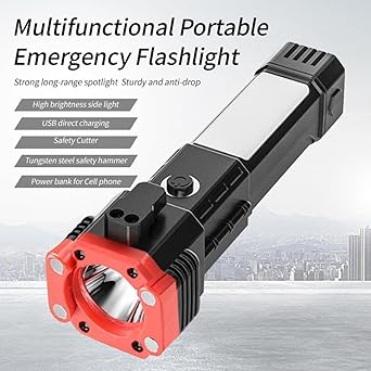 Portable LED Flashlight Multifunctional Work Light Power Bank (Pack Of 2)