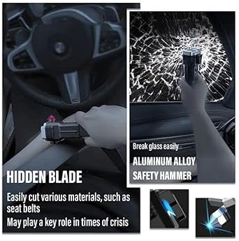 Rechargeable Car Rescue Flashlight with Window Hammer and Seat Belt Cutter