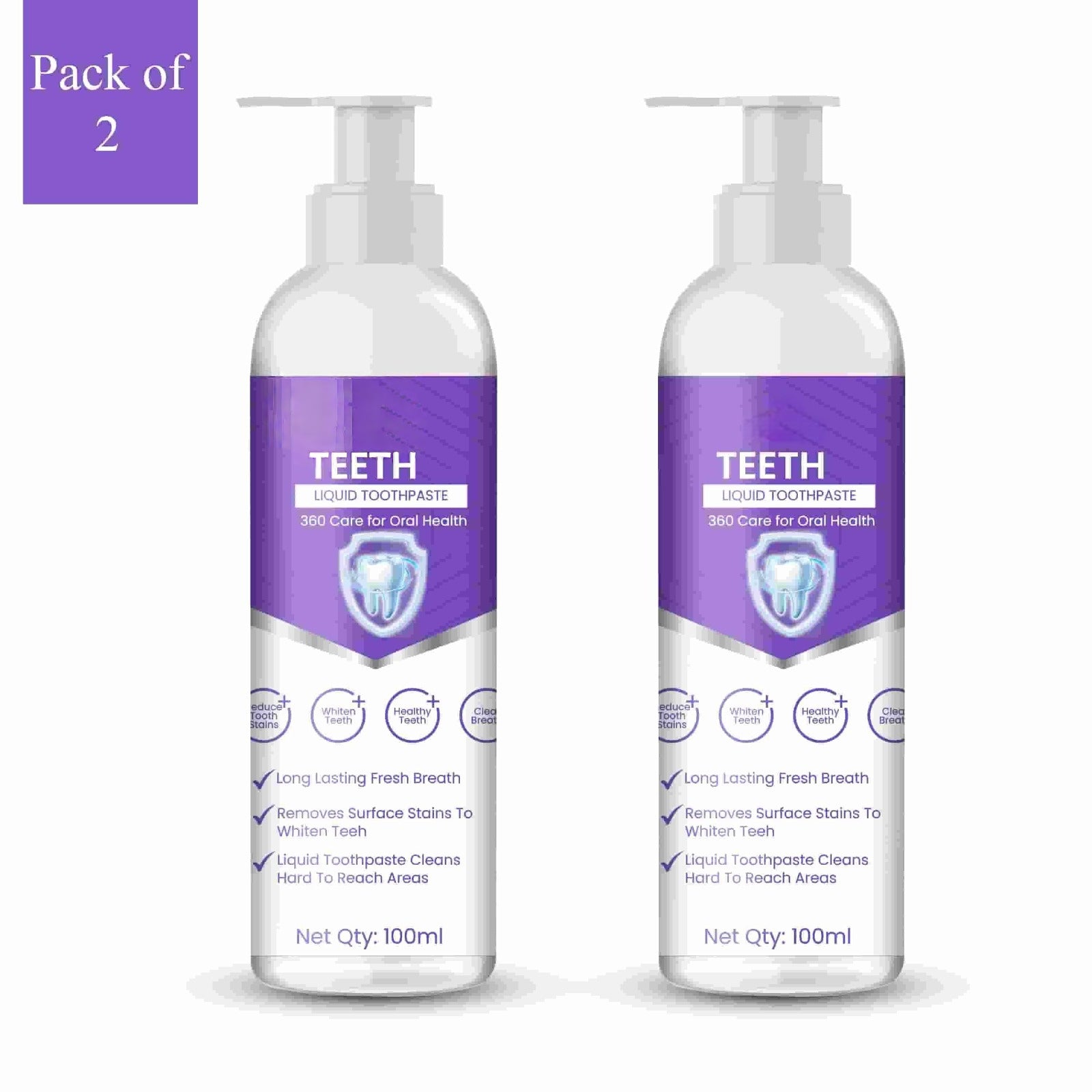 Two 200ml bottles of Cassidy Teeth Liquid Toothpaste