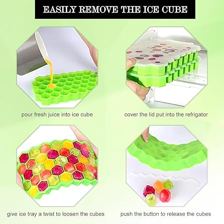 Flexible Silicone Honeycomb Ice Cube Trays, Set of 3