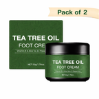 Two containers of Tea Tree Oil Foot Cream on a white background