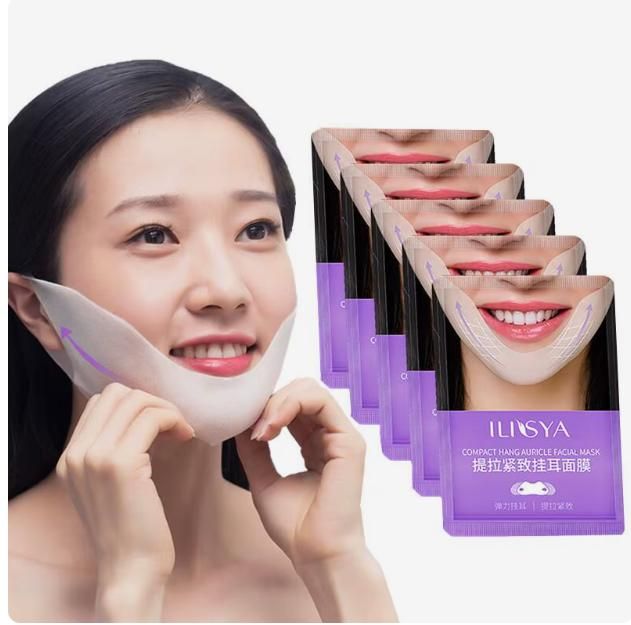 Single V-shaped gel face lifting mask for jawline contouring