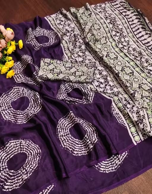 A close-up view of a linen cotton saree showing the fabric texture